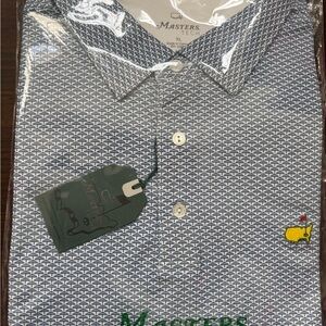 Masters Blue Polo Shirt with Geometric Pattern